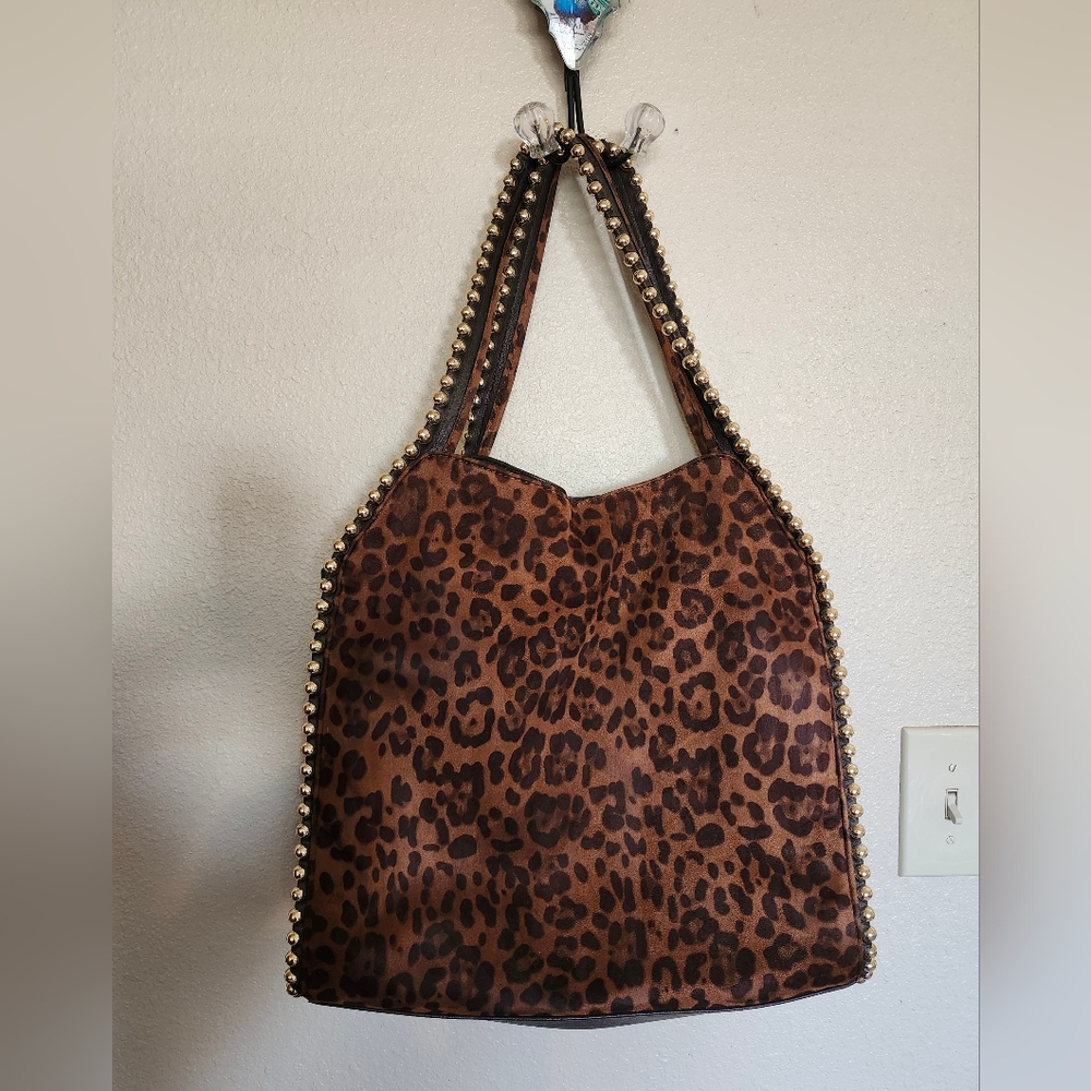 Sale🥰 Big Buddha Steve Madden Grayson Graysen Leopard Cheetah Suede Hobo Bag - Picture 3 of 5